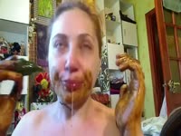 Shit SmearingEating Slag Fucks Ass with Cucumber